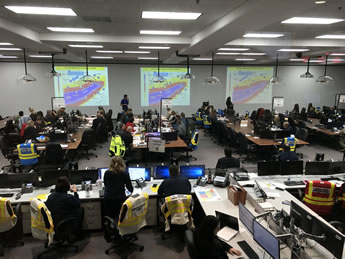 National Weather Service Springfield Warning Coordination Meteorologist Steve Runnels provides a weather update during the January 2017 ice storm. SEOC was at a Level 3 activation.